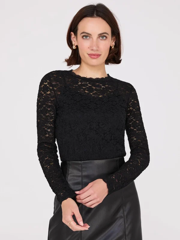Bubble Lace Long Sleeve Top With Cami - Image 2