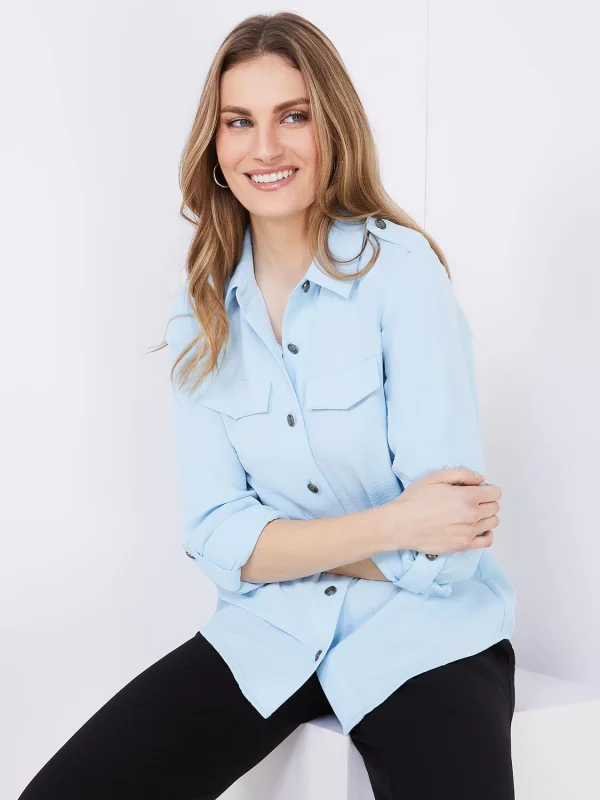 Utility Pocket Button-Front Blouse - Image 7