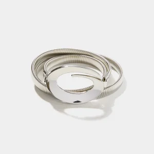 Silver Stretch Metal Toggle Buckle Belt
