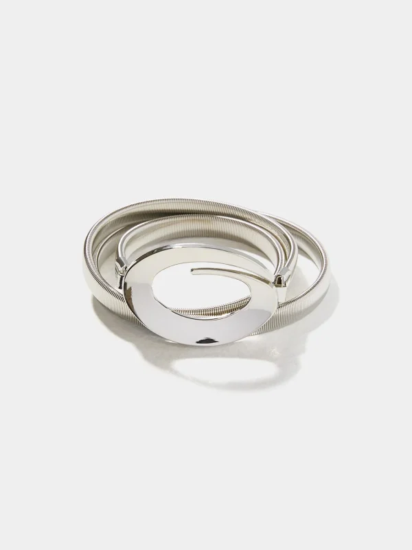 Silver Stretch Metal Toggle Buckle Belt