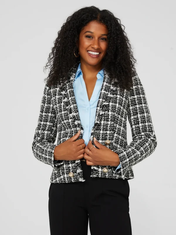 Boucle Blazer With Frayed Collar - Image 3