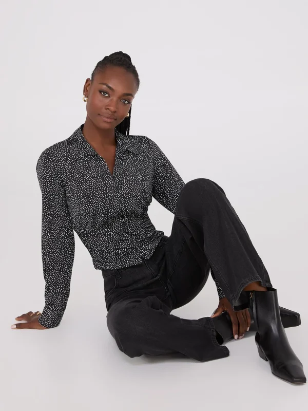 Printed Empire Waist Button-Front Blouse - Image 2