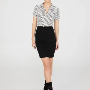 2-Fer Geo Print Collared Sheath Dress