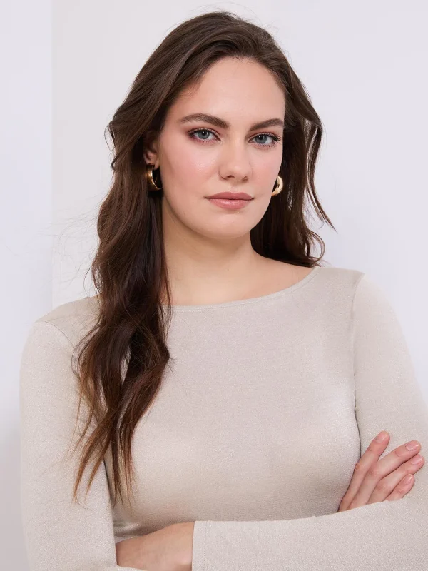 Glitter Jersey Boat Neck Top - Image 5