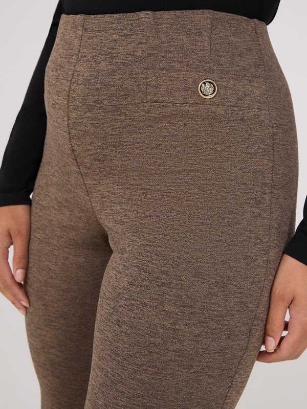 Flare Leg Long Length Melange Knit Pants - Image 4