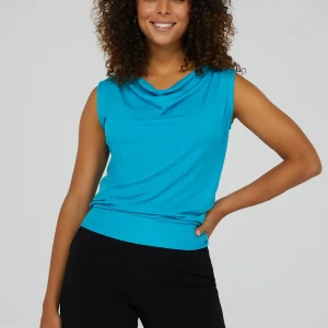 Sleeveless Cowl Neck Top With Bottom Band