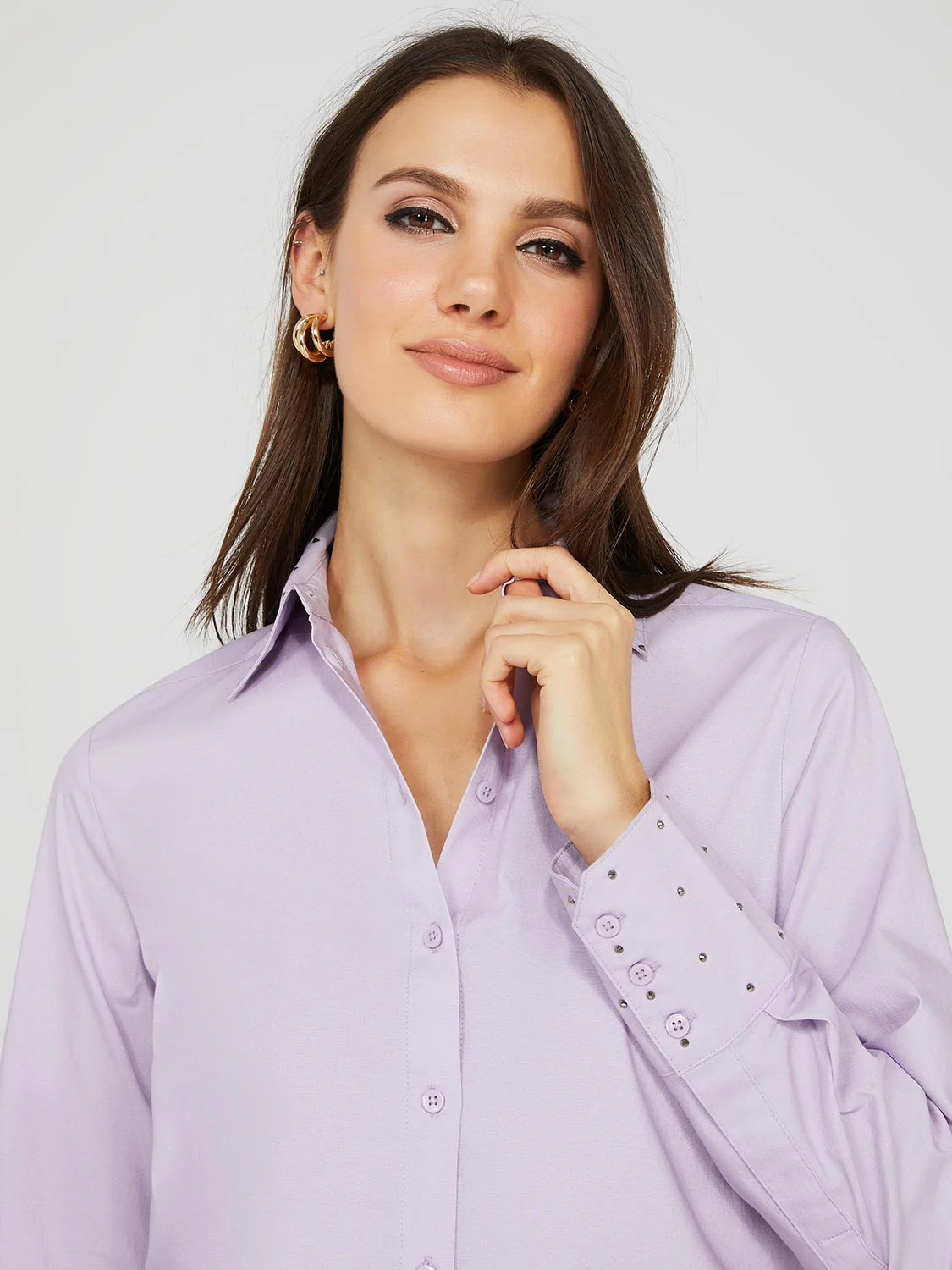 Button-Front Blouse With Stud Details - Image 6