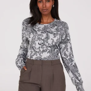 Paisley Print Balloon Sleeve Top