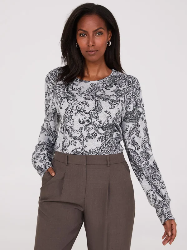 Paisley Print Balloon Sleeve Top