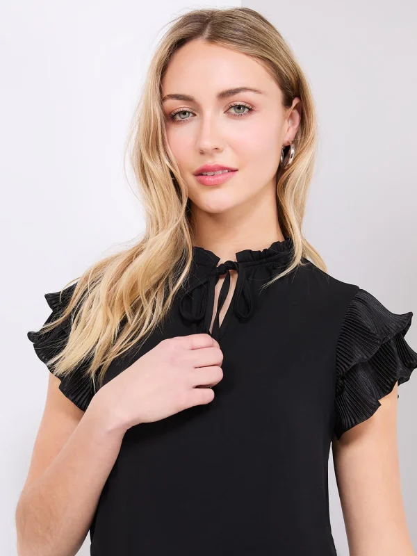 Double Ruffle Sleeve Top With Front Keyhole - Image 3
