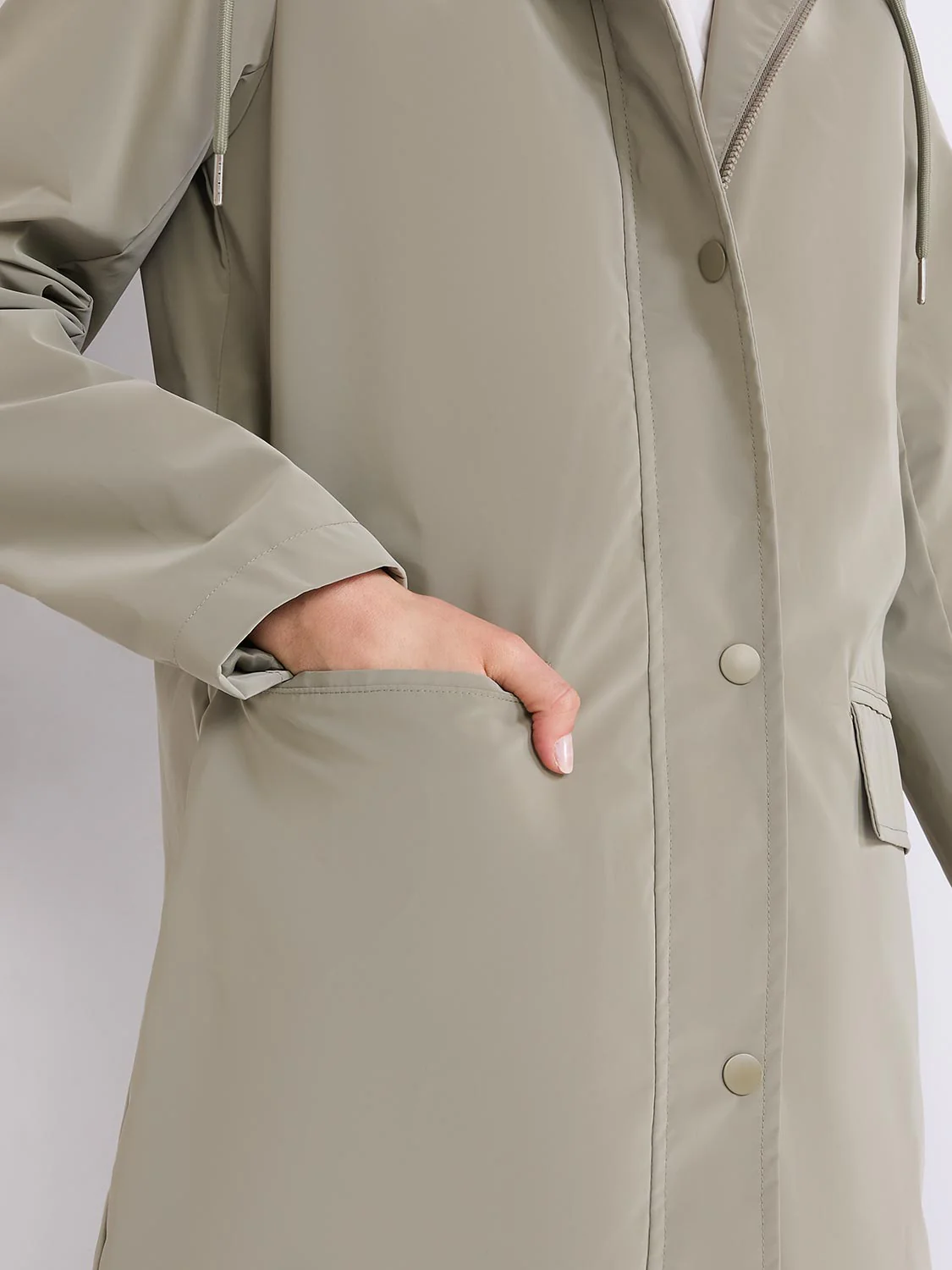 High Collar Hooded Rain Jacket - Image 7