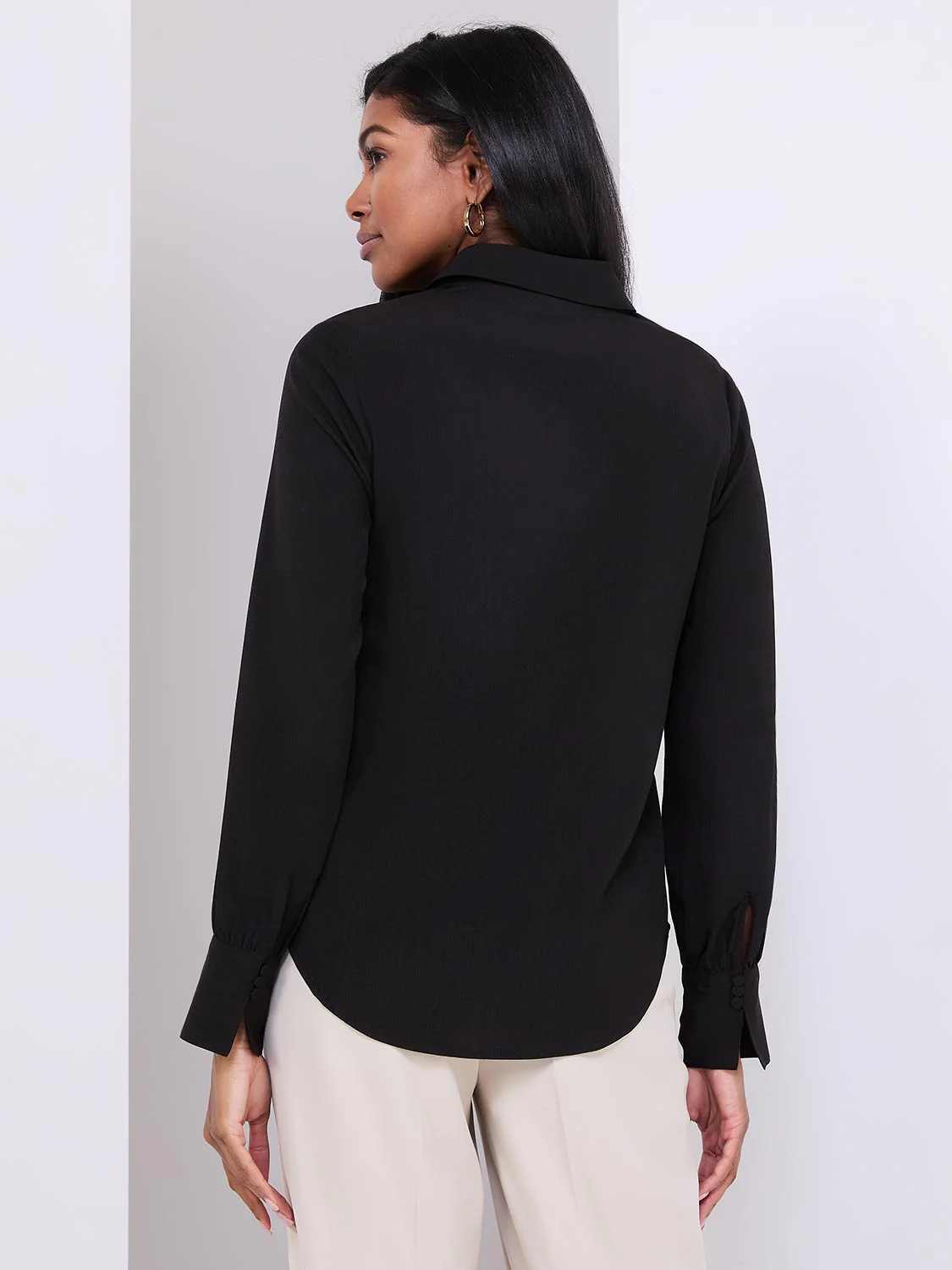 Button-Front Blouse With Ruffle Detail - Image 6
