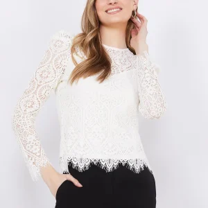 Crochet Lace Puff Sleeve Top