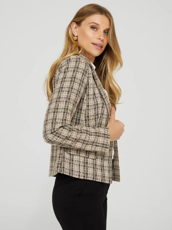 2-Button Plaid Boucle Blazer - Image 3