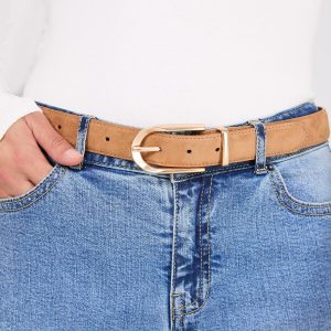 Faux Suede Gold Buckle Belt