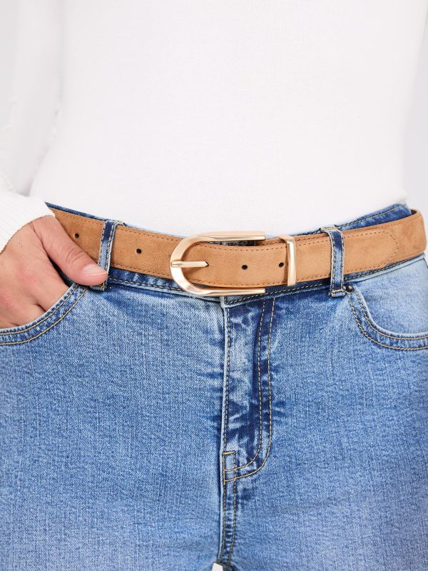 Faux Suede Gold Buckle Belt