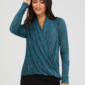 Textured Glitter Velvet Crossover Top