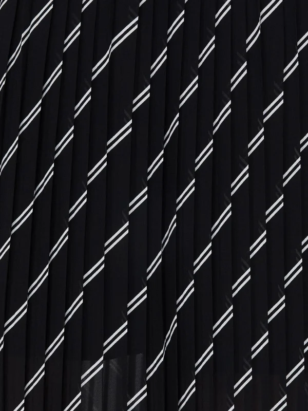 Striped Pleated Chiffon Skirt - Image 3