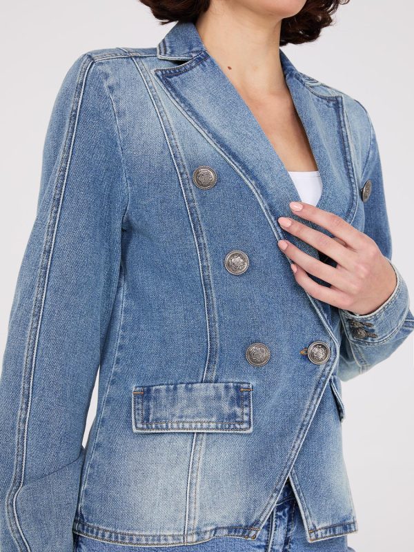 Denim Double-Breasted Blazer - Image 3