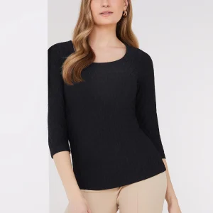 3/4 Sleeve Jacquard Print Top