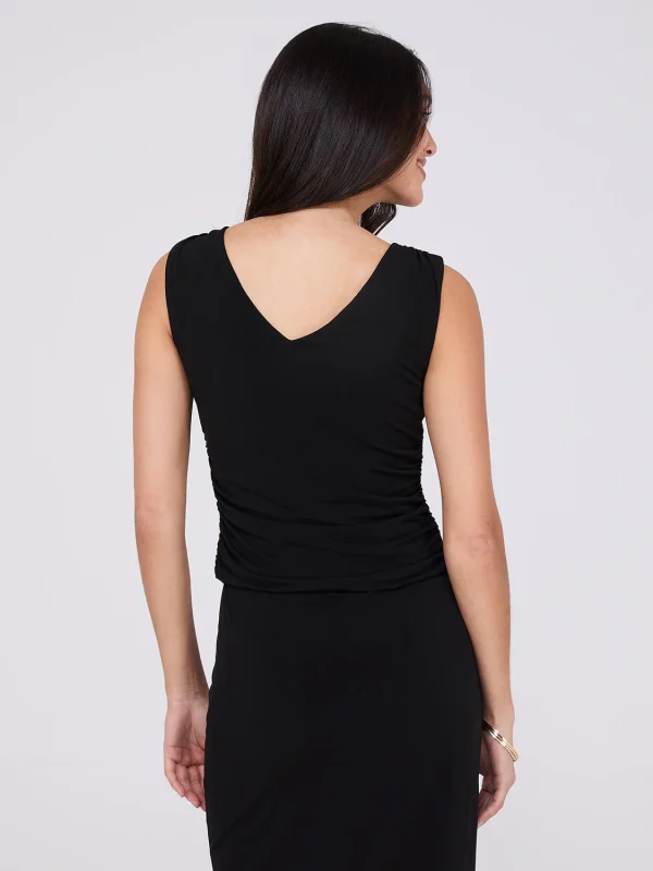 Sleeveless V-Back Top With Ruched Sides - Image 6