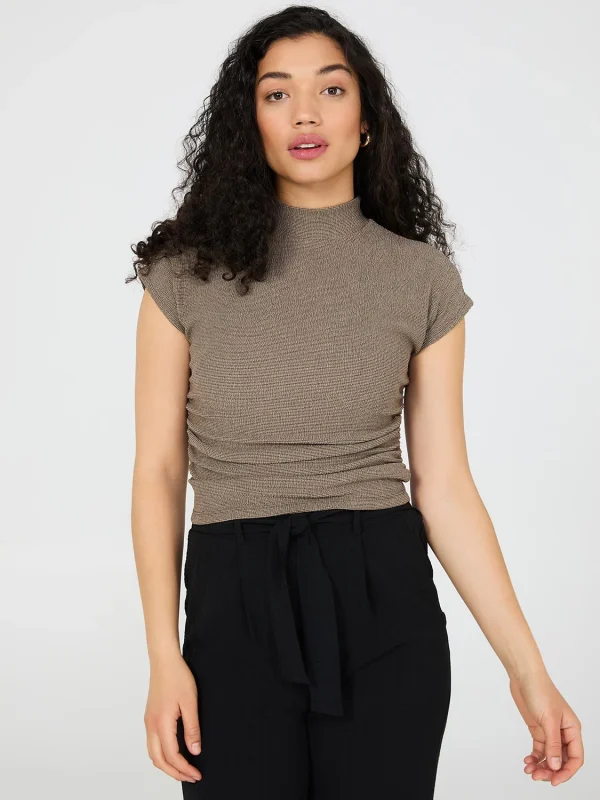 Textured Mock Neck Top - Image 2