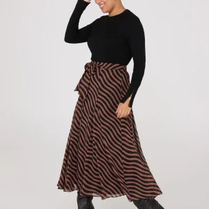 Printed Chiffon Button-Front Skirt