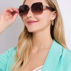 Oversized Square Frame Sunglasses With Gold Details