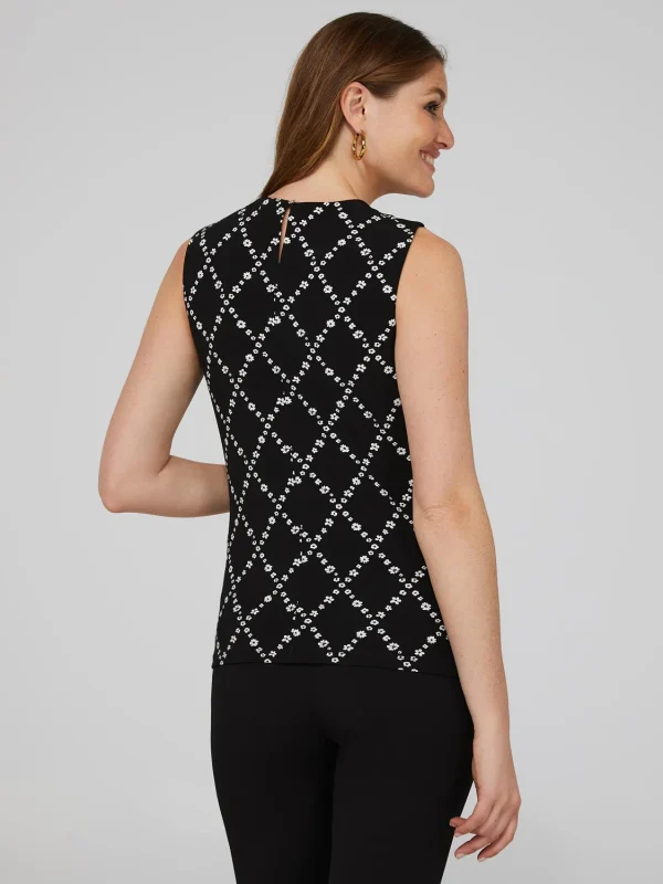 Printed Sleeveless Top With Pleated Front Neckline - Image 5