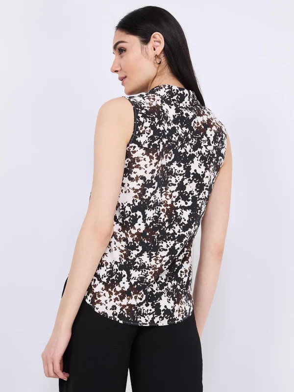 Sleeveless Animal Print Button-Front Blouse - Image 5