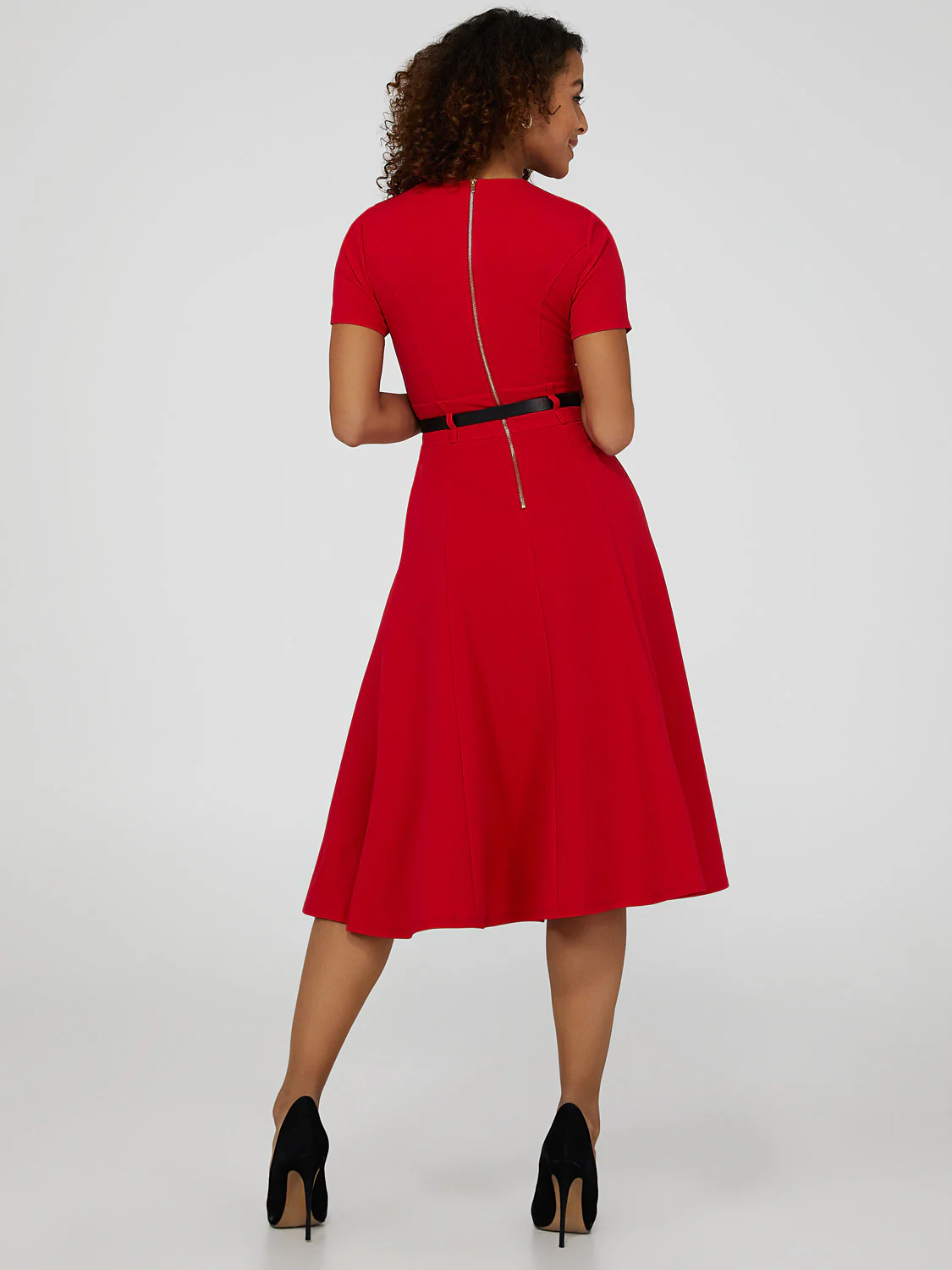 Short Sleeve Midi Dress With Belt - Image 4