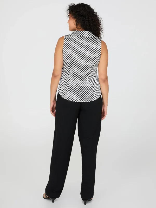 Geo Print Sleeveless Satin Blouse - Image 4