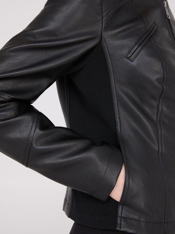 Collarless Faux Leather Jacket - Image 3