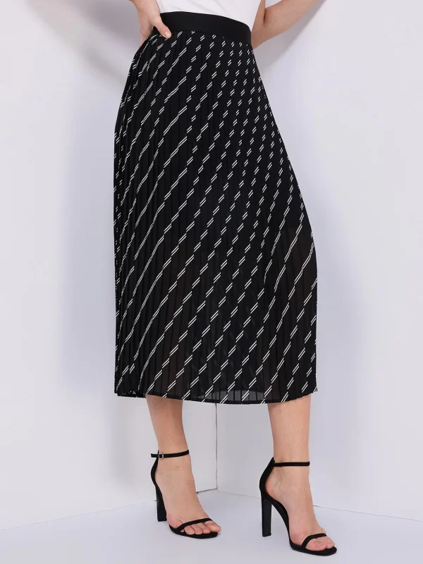 Striped Pleated Chiffon Skirt - Image 4