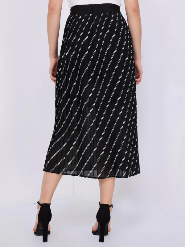 Striped Pleated Chiffon Skirt - Image 5