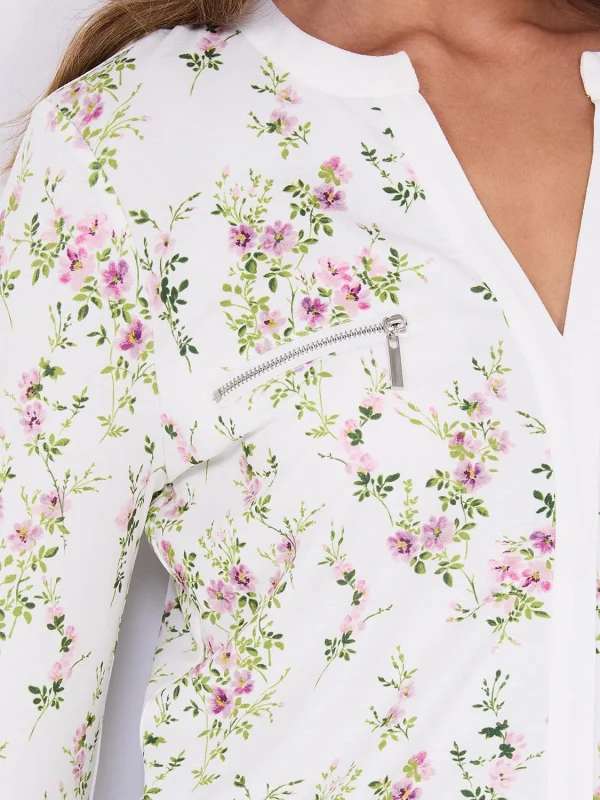 Floral Print Notch Collar Top - Image 6