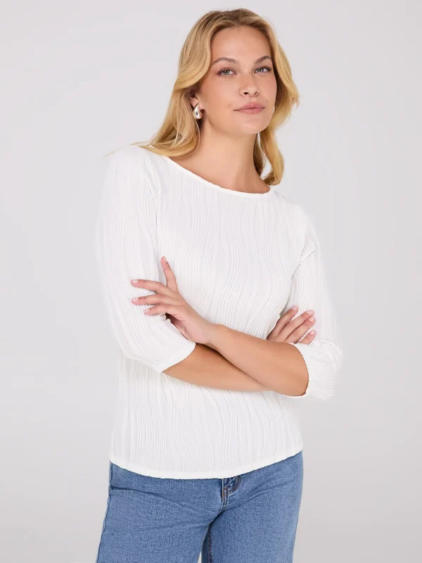 Wave Pattern Boat Neck Top - Image 3