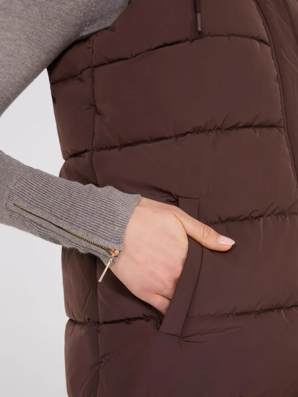 Long Hooded Puffer Vest - Image 17