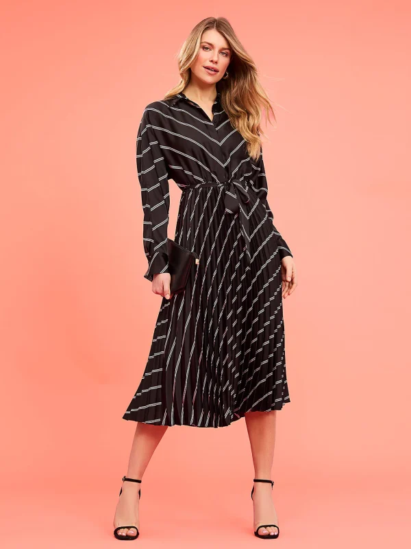 Striped Satin Button-Front Midi Dress - Image 2