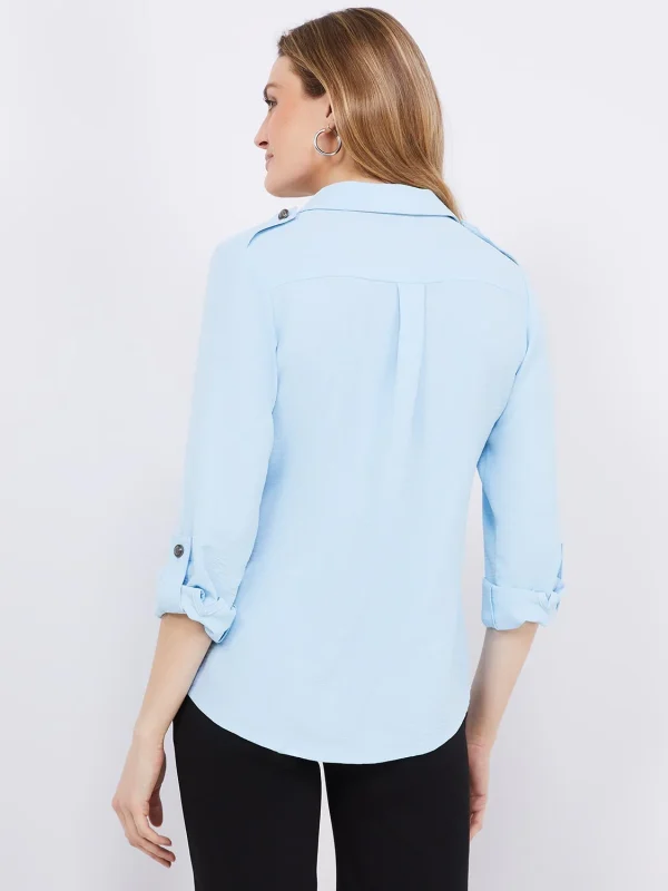 Utility Pocket Button-Front Blouse - Image 11