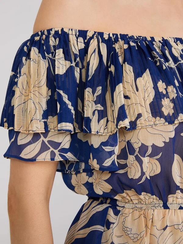 Floral Print Off-The-Shoulder Peplum Top - Image 3