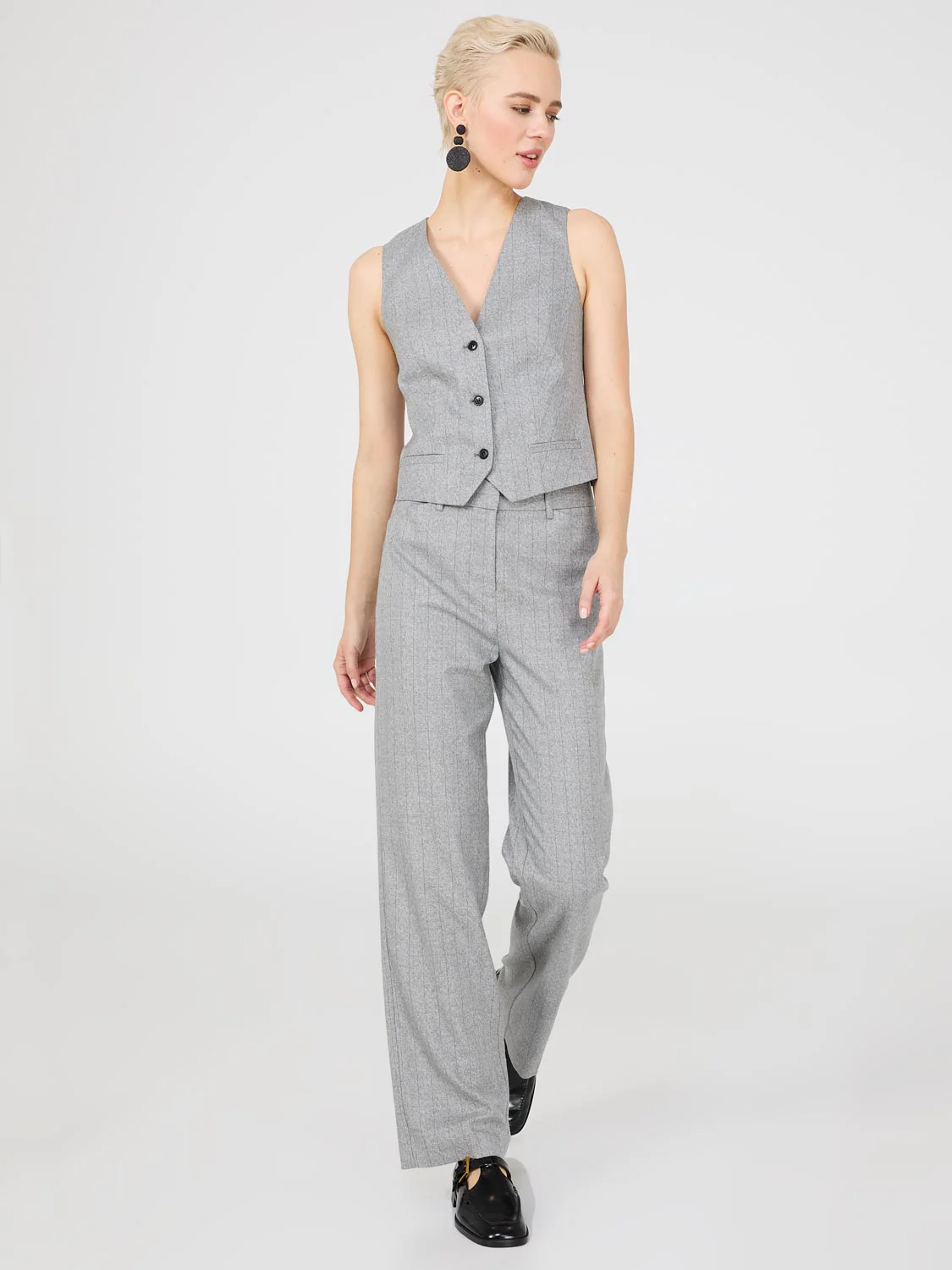 Pinstripe Straight Leg Long Length Pants - Image 6