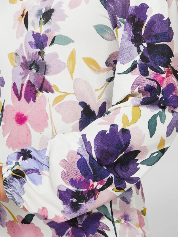 Floral Long Balloon Sleeve Top - Image 6