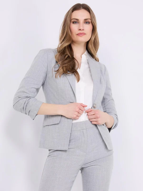 One-Button Ruched Sleeve Blazer - Image 3