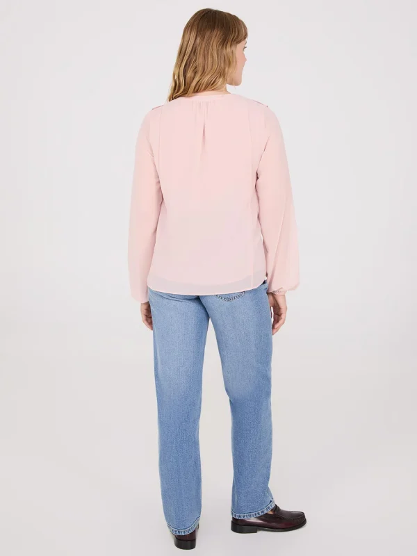 Chiffon Ruffle Button-Front Blouse - Image 4