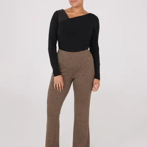 Flare Leg Long Length Melange Knit Pants
