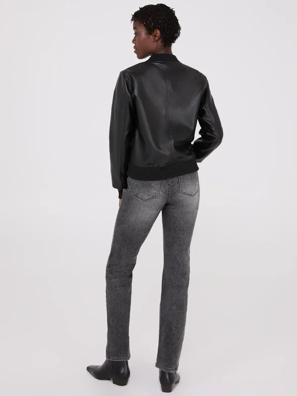 Faux Leather Bomber Jacket - Image 4