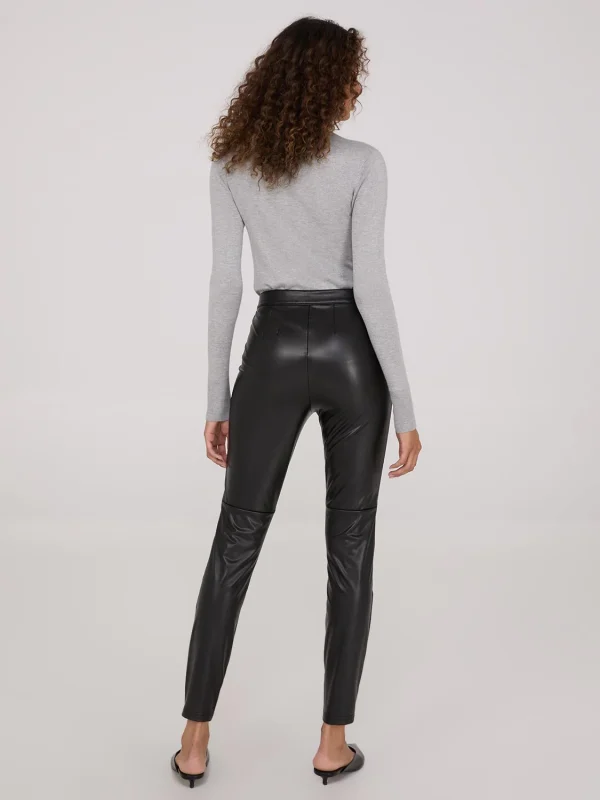 Exposed Zipper Faux Leather Ankle Length Pants - Image 5