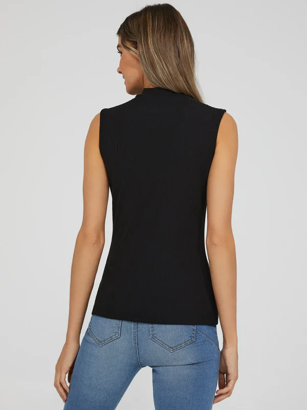 Sleeveless Ribbed Mock Neck Top - Image 5