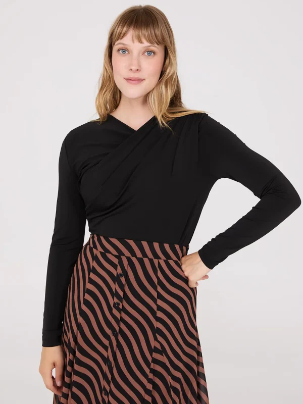 Ruched Drape Neck Top - Image 3